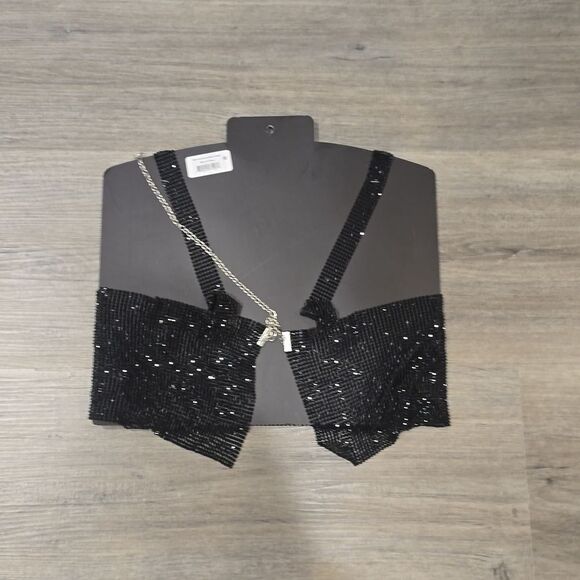 Steve Madden Madden NYC Rhinestone Mesh Topper- Black - Picture 10 of 10